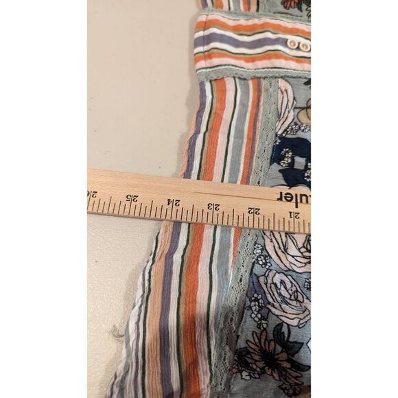 Democracy Women Long Sleeve V-Neck Floral Print Kimono Blouse Blue Size 2X - Picture 9 of 12